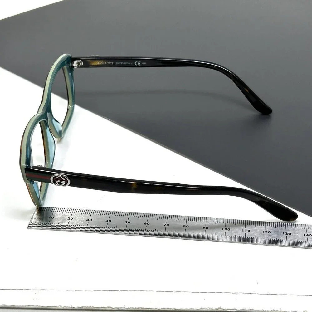 Gucci Eyeglasses GG 3562 LA2 Havana on Green Cat Eye Frame Italy 53[]14 140 - Picture 11 of 13